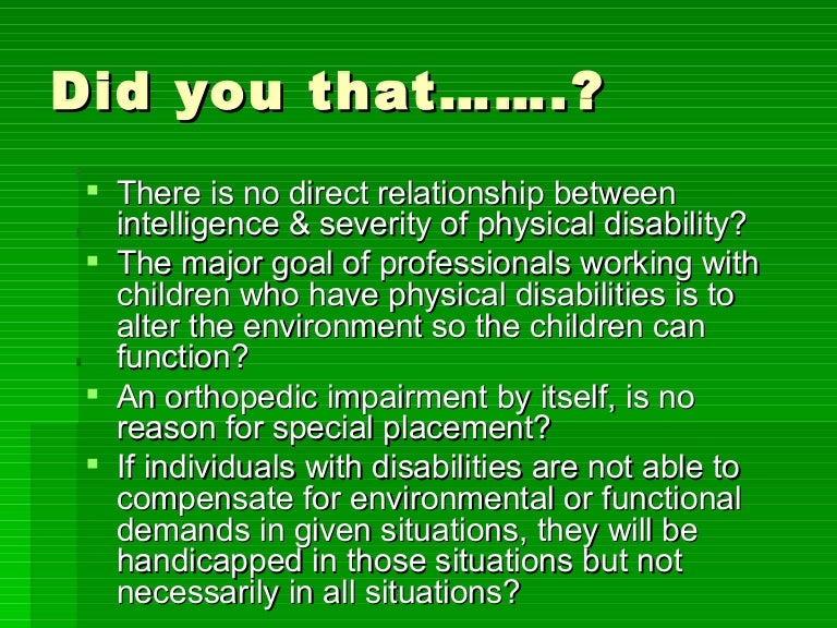 Physical and Health Impairment