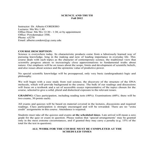 Phil 225   philosophy of the natural sciences (queens college) syllabus cours...