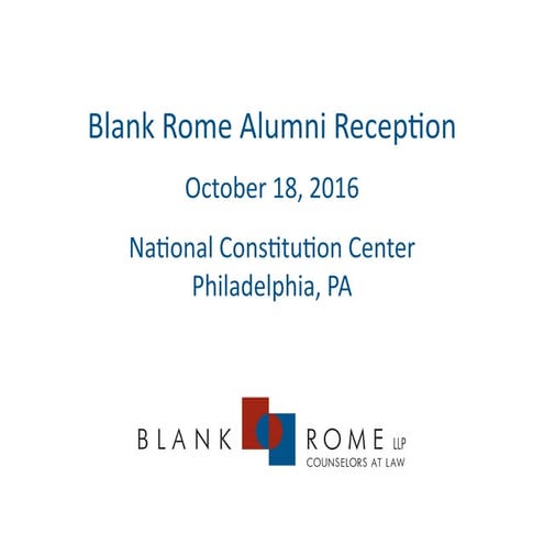 Blank Rome Philadelphia Alumni Reception | PDF