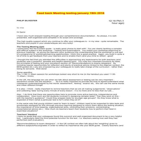 Philip silvester feed bacl  meeting testing january 19th 2016