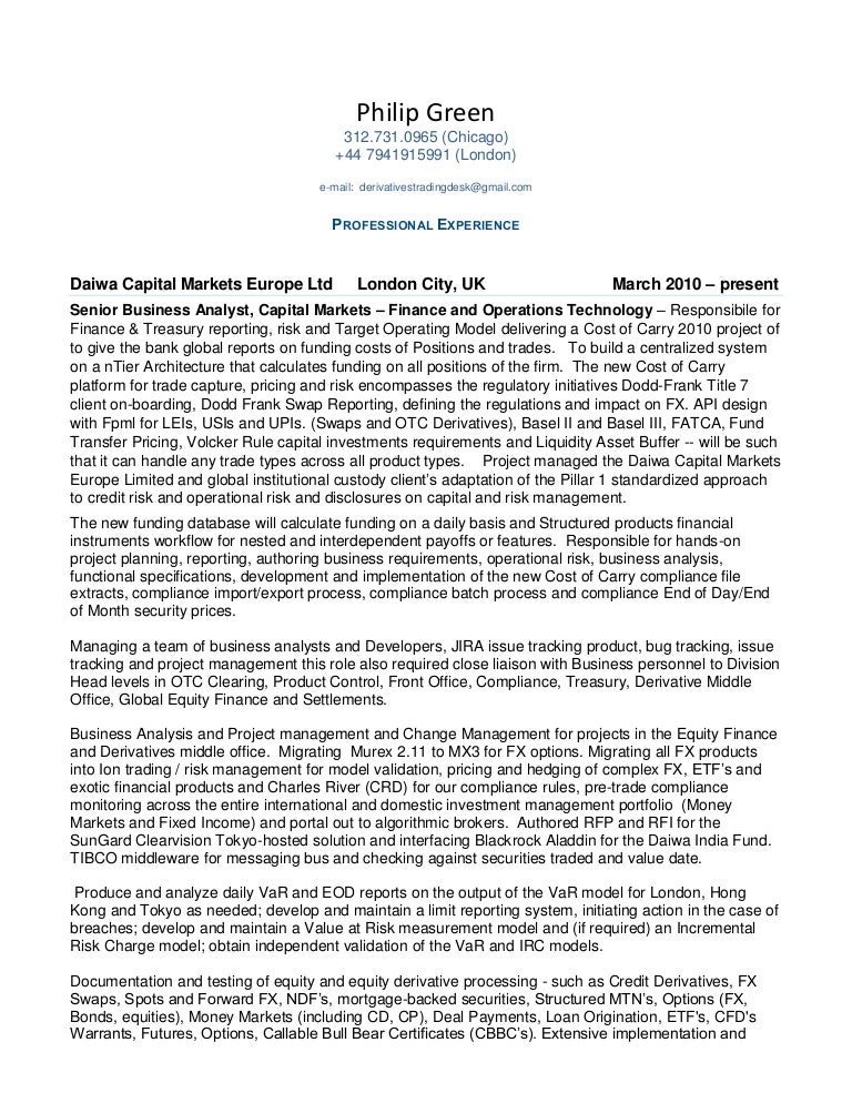 sample traders resume