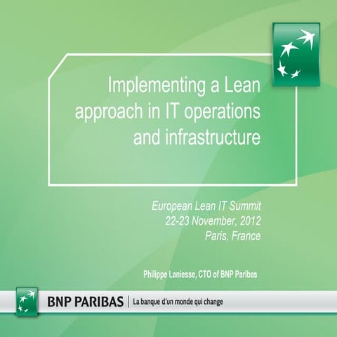 "Implementing a lean approach in IT operations and infrastructure" by Philipp...