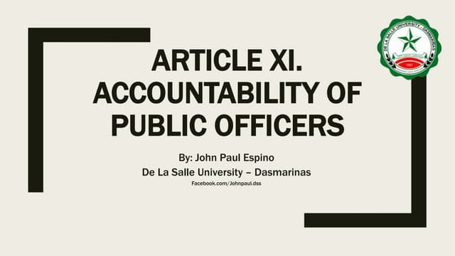Philippine Constitution - Article XI - Accountability of Public Officers