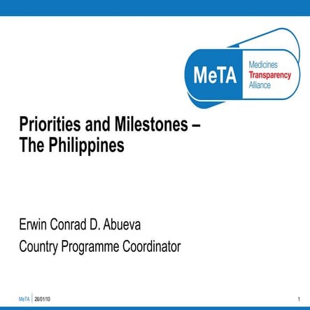Priorities and milestones – The Philippines