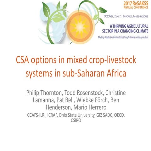 CSA options in mixed crop-livestock systems in sub-Saharan Africa