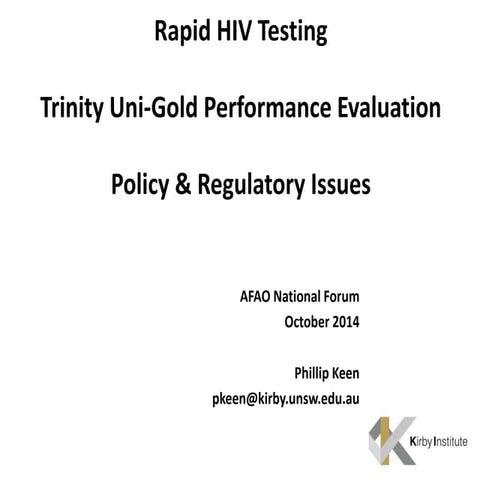 Rapid HIV Testing: Policy & Regulatory Issues