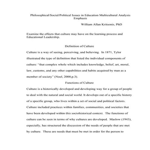 Philosophical, Dr. Wm. Kritsonis