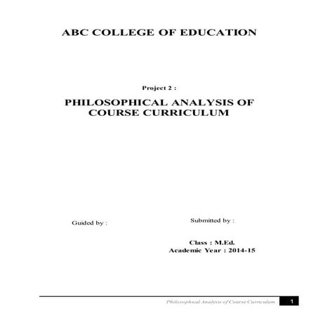Philosophical anaylsis of a core subject (one module)