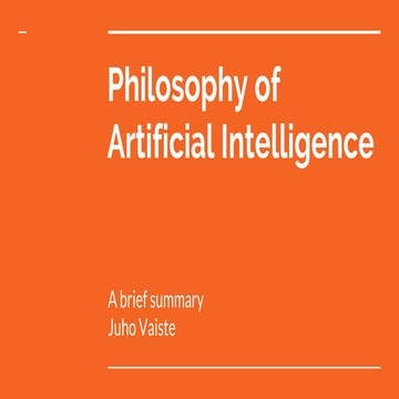 Philosophy of Artificial Intelligence