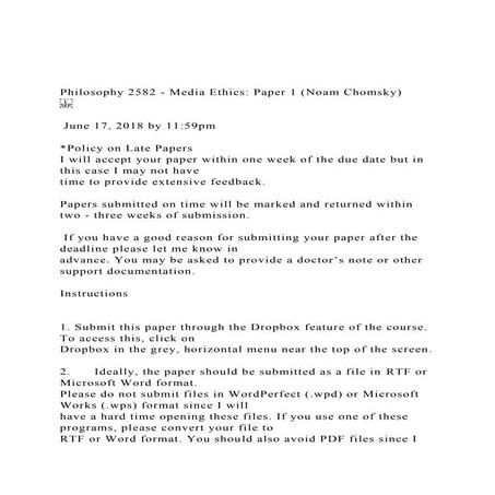 Philosophy 2582 - Media Ethics Paper 1 (Noam Chomsky)  .docx