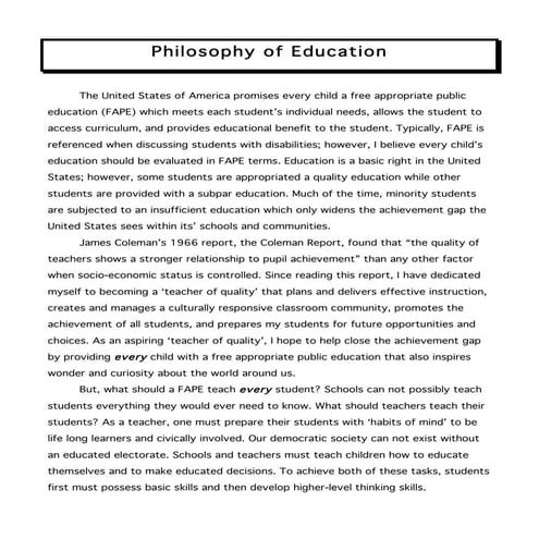 Philosophy of Education
