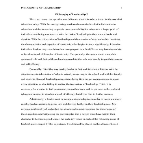 Philosophy of leadership 2