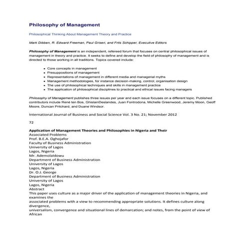 Philosophy of management