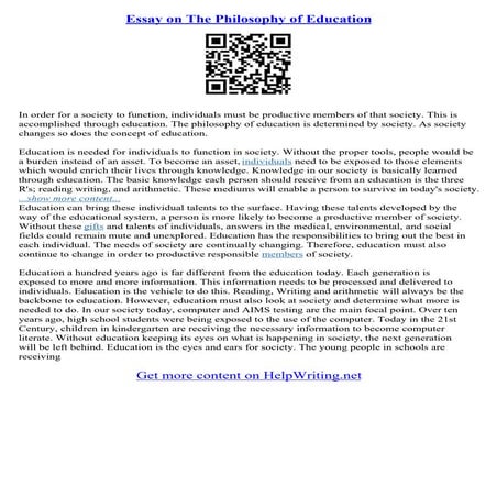 Philosophy On Education Essay