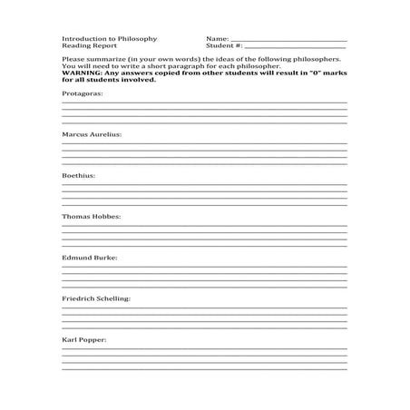 Philosophy reading report