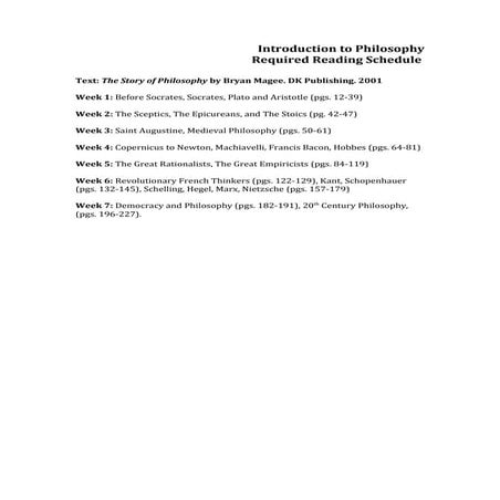 Philosophy reading schedule