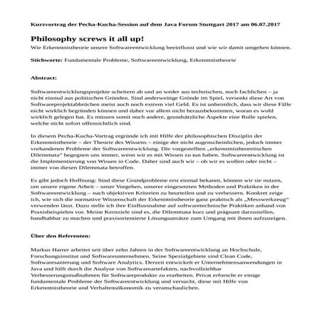 Philosophy screws it all up (Pecha Kucha) [Java Forum Stuttgart 2017]