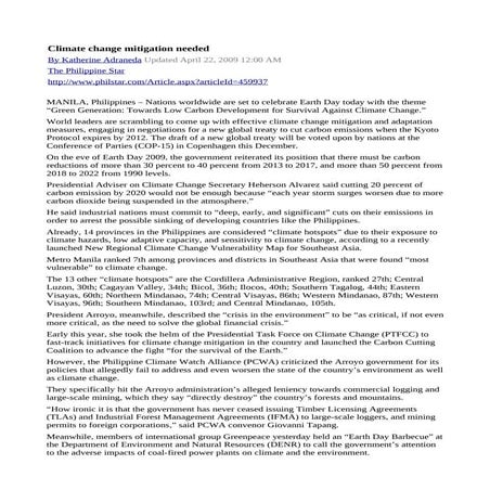 Philstar Climate Change Mitigation Needed