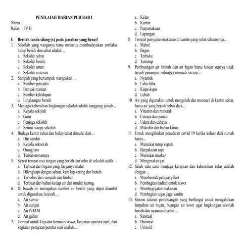 Ph Kelas 4 Plh Bab 1 Docx