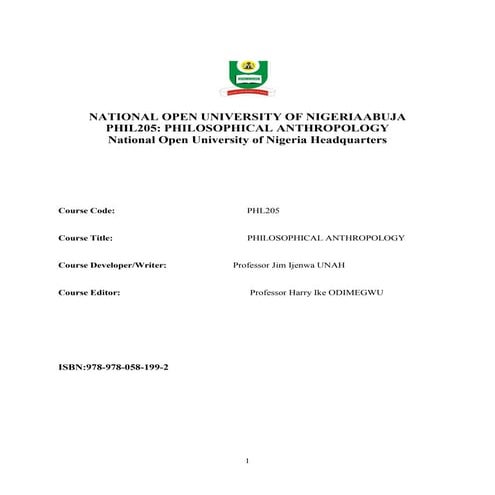 Philosophical Anthropology lecture notes