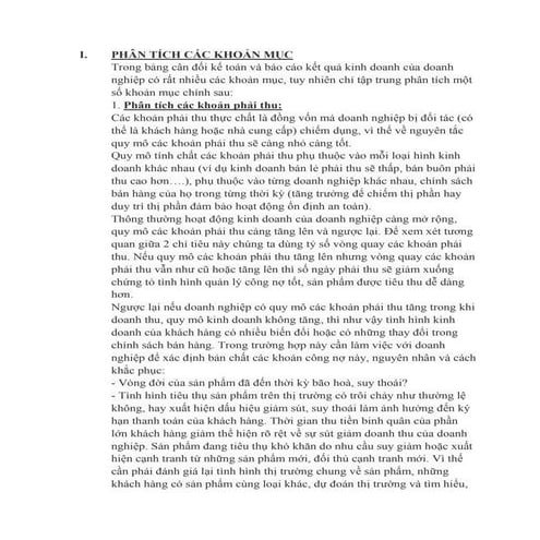 Phân tích các khoản mục