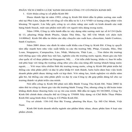Phân tích chiến lược kinh doanh công ty cổ phần kinh đô