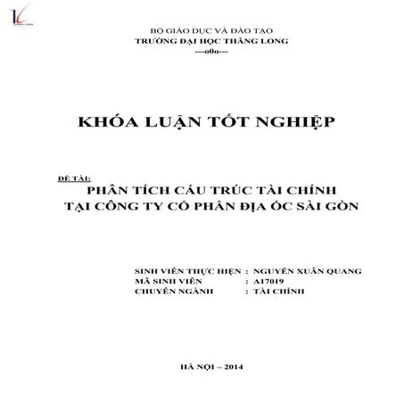 Phân tích cấu trúc tài chính tại công ty cổ phần địa ốc sài gòn