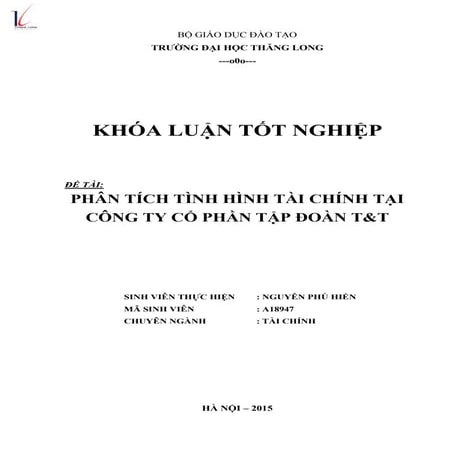 Đề tài phân tích tài chính công ty cổ phần T&T, RẤT HAY, HOT 2018