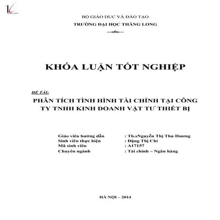 Phân tích tình hình tài chính tại công ty tnhh kinh doanh vật tư thiết bị