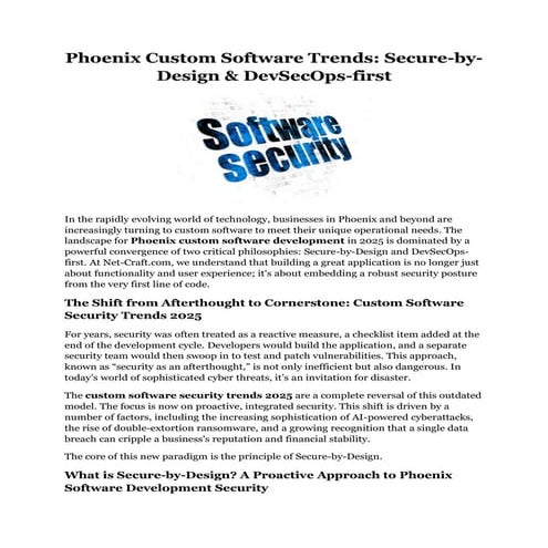 Phoenix Custom Software Trends Secure-by-Design & DevSecOps-first