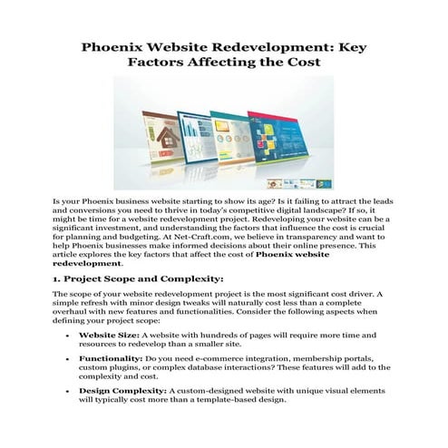 Phoenix Website Redevelopment Key Factors Affecting the Cost