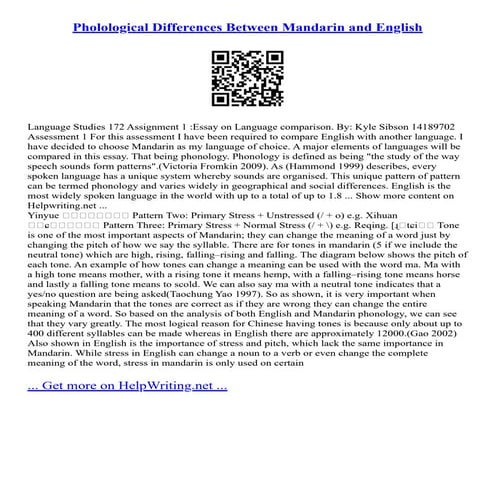 Pholological Differences Between Mandarin And English