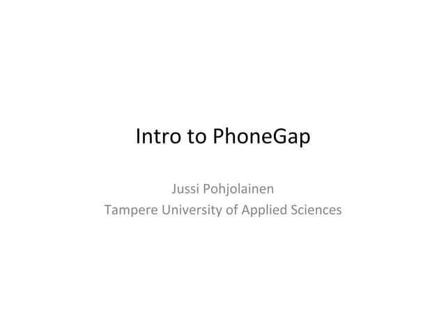 Intro to PhoneGap