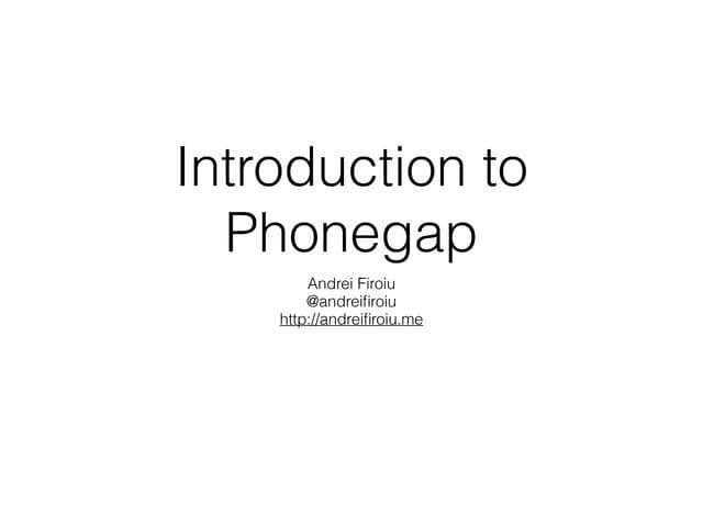 Introduction to Phonegap