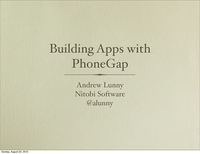 Building Apps with PhoneGap 
