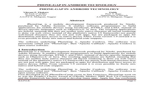 Phone gap in android technology