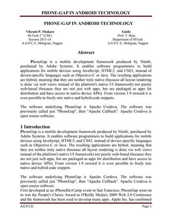 Phone gap in android technology