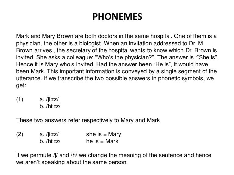 Phonemes and allophones