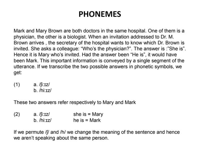 Phonemes and allophones