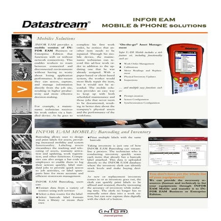 Phone&Mobile Solutions Datastream Arabia Dubai, INFOR EAM Channel Partner