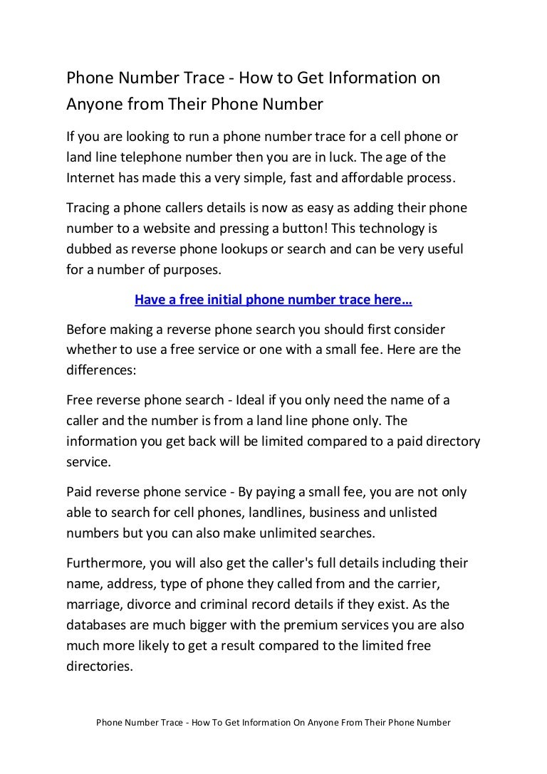 Phone Number Trace How To Get Information On Anyone From Their Phon…