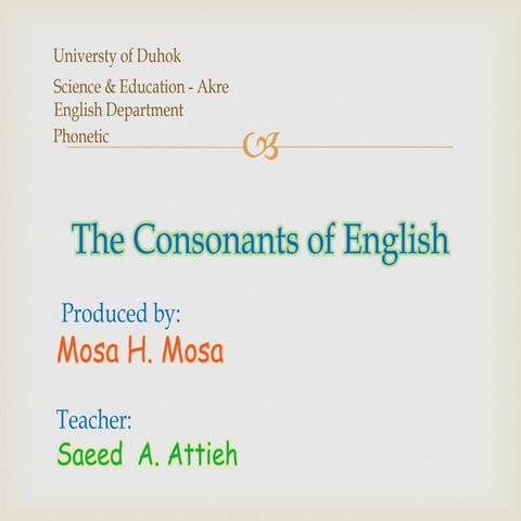 Consonants of English