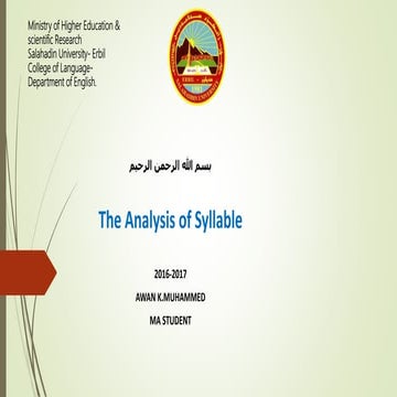 The Analysis of Syllable