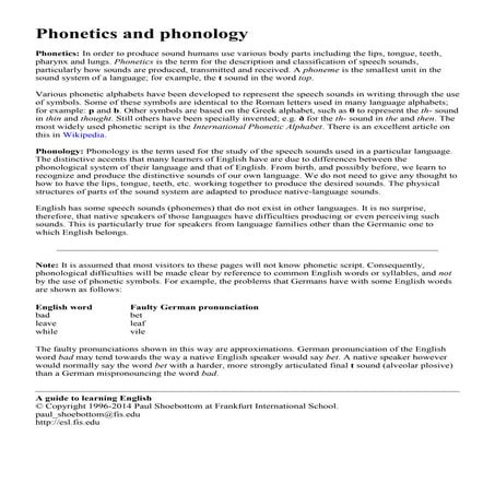 Phonetics and phonology