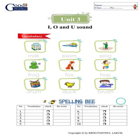 Phonics 3 i o and u sound | PDF