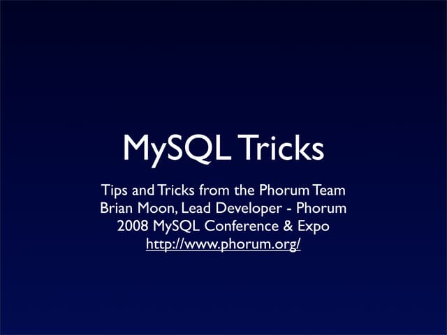 Phorum MySQL tricks