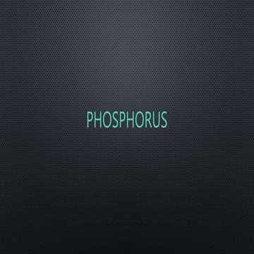 Phosphorus metabolism 