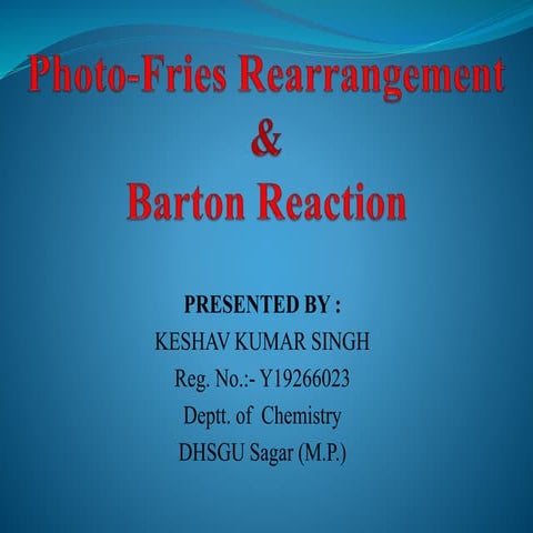 Photo fries rearrangement & Barton reaction