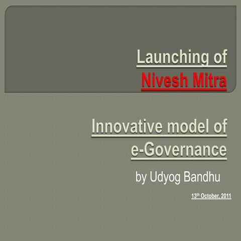 Industrial Promotion through Online Portal in Uttar Pradesh- Nivesh Mitra lau...