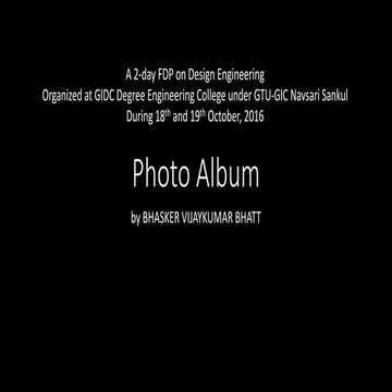 Photo album of 2-day FDP on Design Engineering